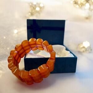 Vintage Double Hole Golden Honey Baltic Belarus Amber Panel Bracel